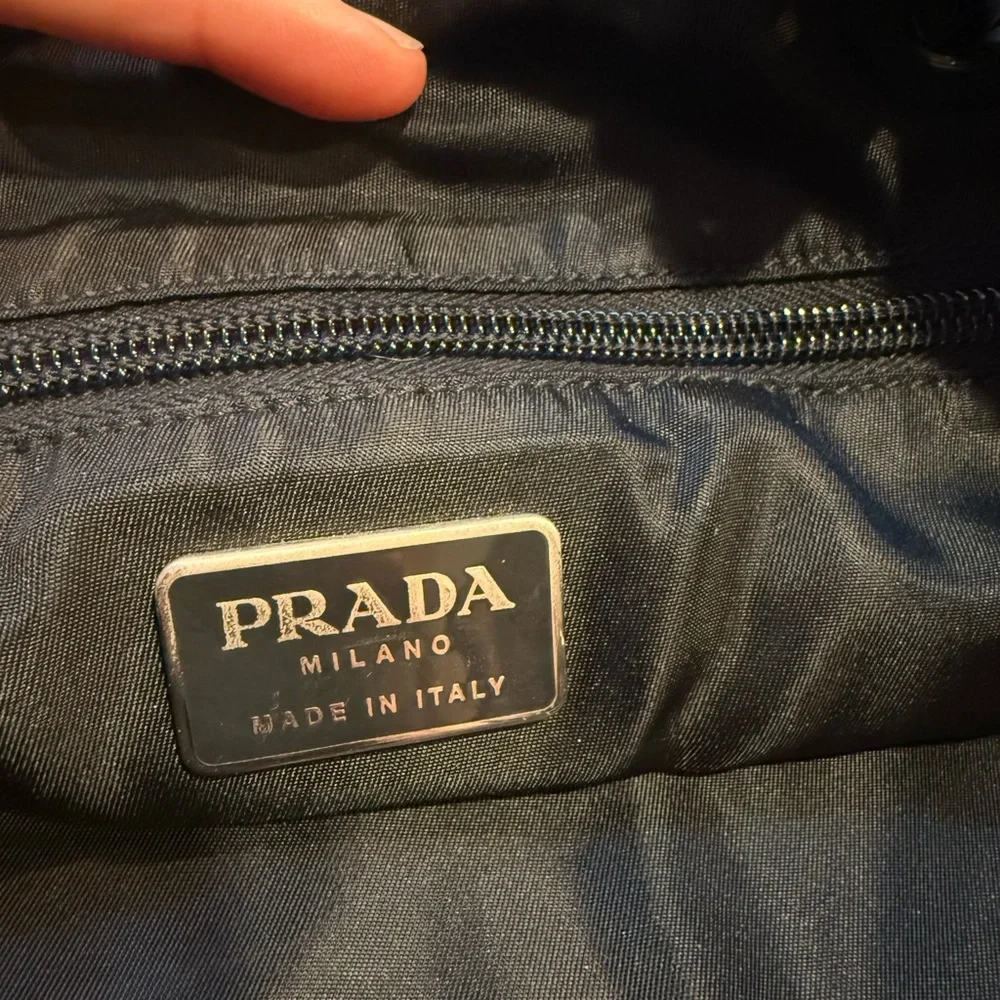 Prada Black Leather& Canvas Tote Bag - Picture 6 of 13